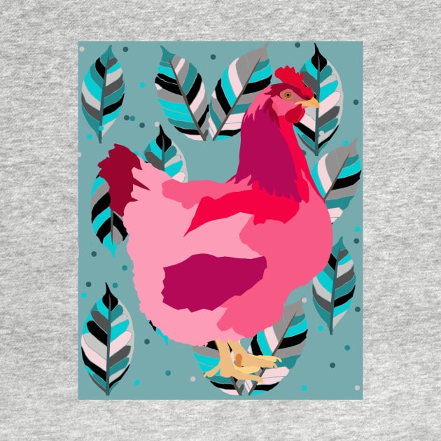 Backyard Chicken - Pink by KA Textiles and Designs